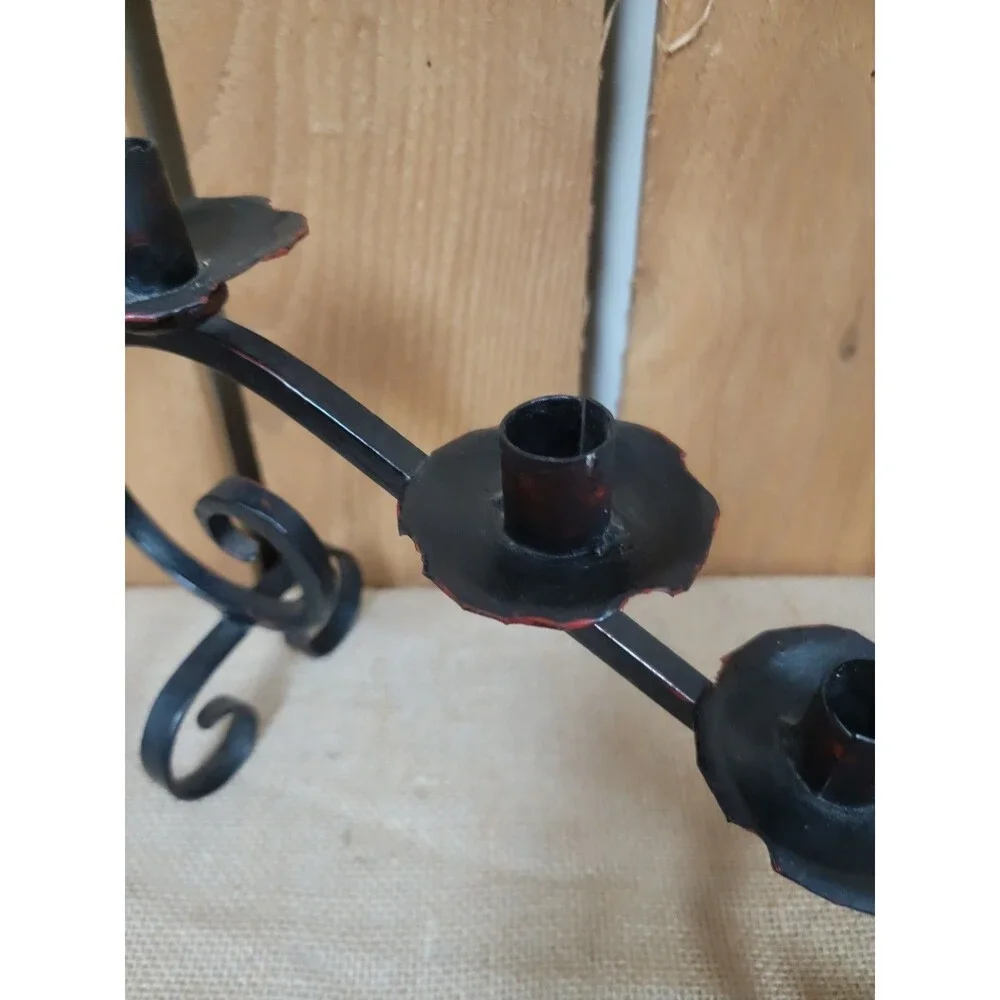 Vintage German Handcrafted Tiered Iron Candlestick
